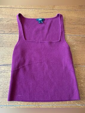 PAIGE Raspberry Knit Square-Neck Tank Top